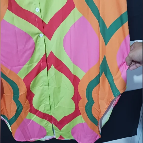 NEW Women Multicolor casual buttoned maxi dress - Picture 7 of 13